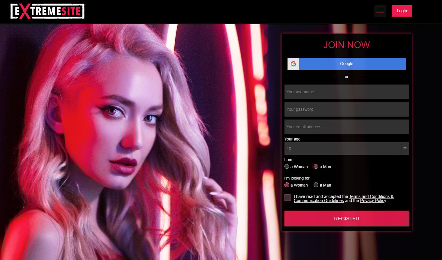 Extremesite homepage
